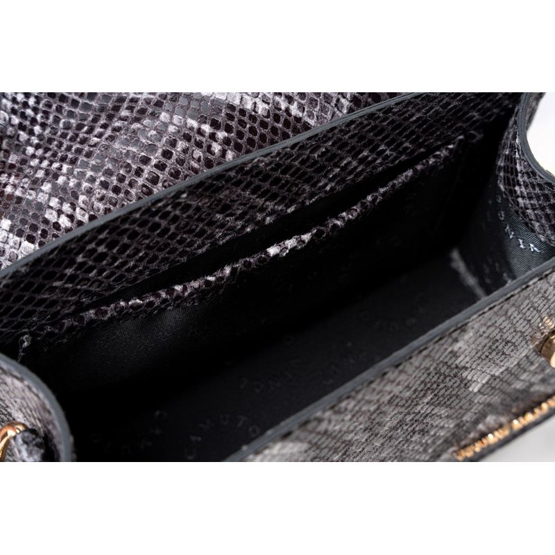 Fashion, accesorii si bijuterii - Femei - Accesorii femei - Genti si rucsacuri femei - Geantă Lucky Bees, piele, 6 x 21 x 14 cm, gri și negru, 946VNC1245 - Infinity.ro