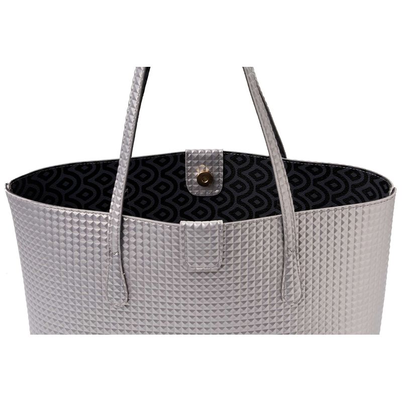 Fashion, accesorii si bijuterii - Femei - Accesorii femei - Genti si rucsacuri femei - Tote bag Lucky Bees, piele, 11 x 42 x 28 cm, argintiu, 671LKB2117 - Infinity.ro