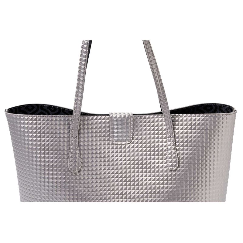 Fashion, accesorii si bijuterii - Femei - Accesorii femei - Genti si rucsacuri femei - Tote bag Lucky Bees, piele, 11 x 42 x 28 cm, argintiu, 671LKB2117 - Infinity.ro