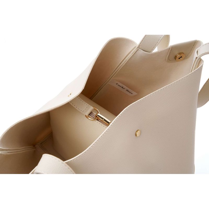Fashion, accesorii si bijuterii - Femei - Accesorii femei - Genti si rucsacuri femei - Geantă de umăr Lucky Bees, piele, 15 x 34 x 30 cm, crem, 671LKB2171 - Infinity.ro