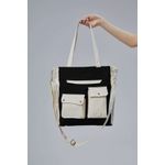 Fashion, accesorii si bijuterii - Femei - Accesorii femei - Genti si rucsacuri femei - Tote bag Lucky Bees, 32 x 35 x 8 cm, negru, 421BRG2245 - Infinity.ro