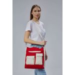 Fashion, accesorii si bijuterii - Femei - Accesorii femei - Genti si rucsacuri femei - Tote bag Lucky Bees, 32 x 35 x 8 cm, roșu, 421BRG2242 - Infinity.ro