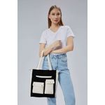Fashion, accesorii si bijuterii - Femei - Accesorii femei - Genti si rucsacuri femei - Tote bag Lucky Bees, 32 x 35 x 8 cm, negru, 421BRG2245 - Infinity.ro