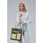 Fashion, accesorii si bijuterii - Femei - Accesorii femei - Genti si rucsacuri femei - Tote bag Lucky Bees, 32 x 35 x 8 cm, închis verde, 421BRG2244 - Infinity.ro