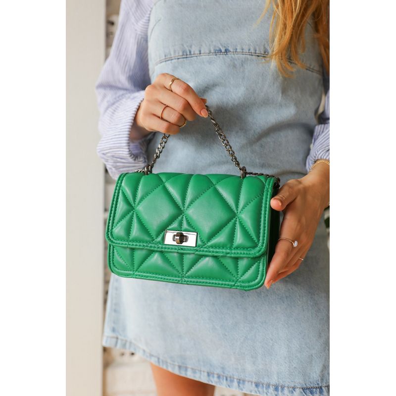 Fashion, accesorii si bijuterii - Femei - Accesorii femei - Genti si rucsacuri femei - Geantă de umăr Lucky Bees, piele, 15 x 22 cm, verde, 246MDM1590 - Infinity.ro