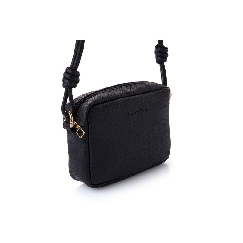 Fashion, accesorii si bijuterii - Femei - Accesorii femei - Genti si rucsacuri femei - Geantă crossbody Lucky Bees, piele, 7 x 21 x 16 cm, negru, 671LKB1786 - Infinity.ro