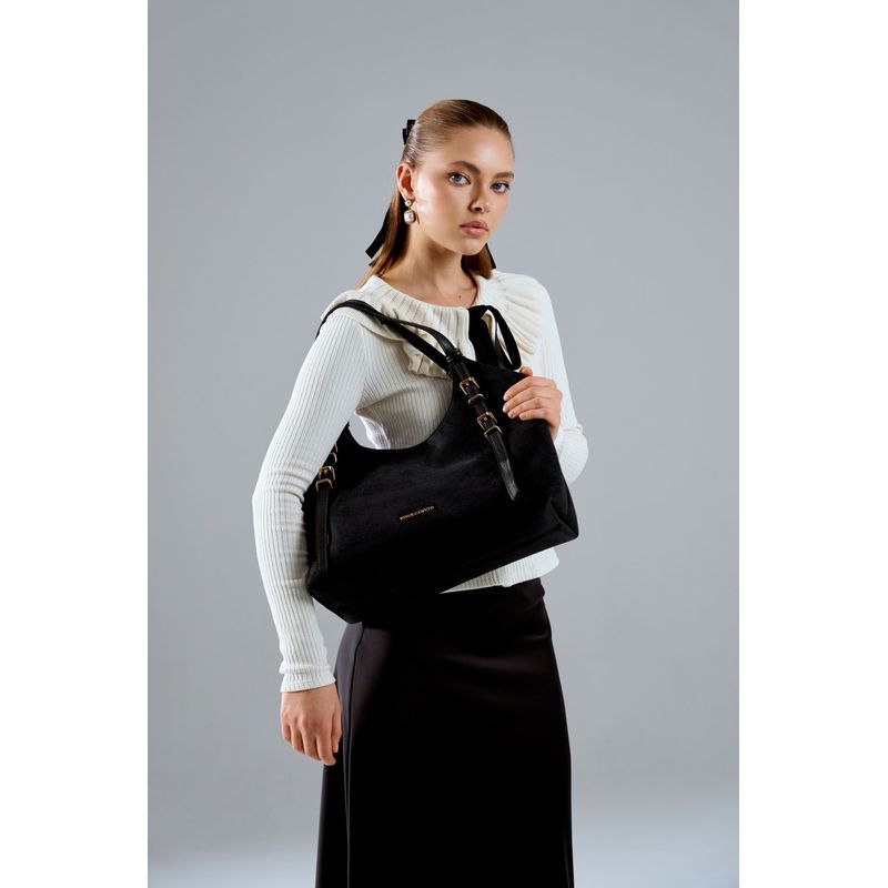 Fashion, accesorii si bijuterii - Femei - Accesorii femei - Genti si rucsacuri femei - Tote bag Lucky Bees, piele, 15 x 38 x 24 cm, negru, 946VNC1307 - Infinity.ro