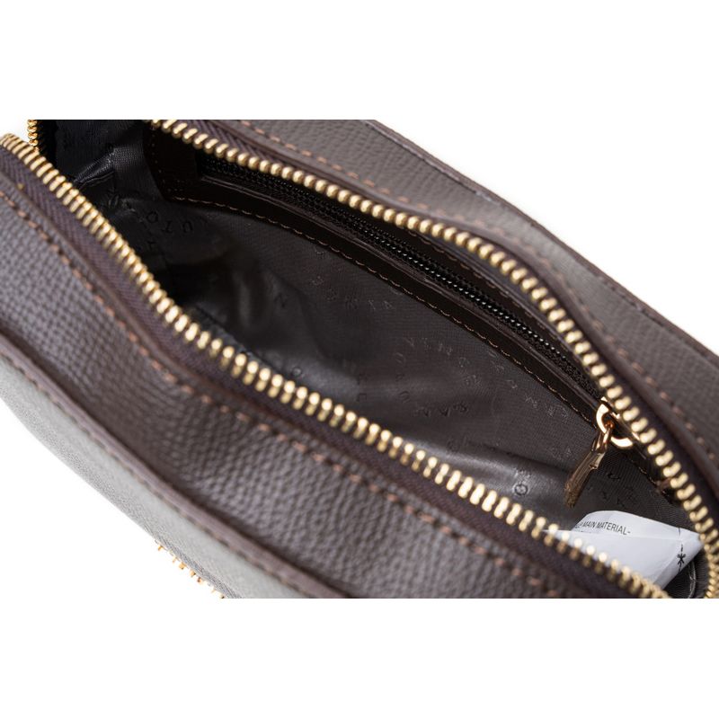 Fashion, accesorii si bijuterii - Femei - Accesorii femei - Genti si rucsacuri femei - Geantă crossbody Lucky Bees, piele, 6 x 19 x 13 cm, închis maro, 946VNC1291 - Infinity.ro