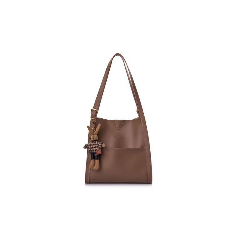Fashion, accesorii si bijuterii - Femei - Accesorii femei - Genti si rucsacuri femei - Tote bag Lucky Bees, piele, 10 x 28 x 31 cm, închis bej-cenușiu, 671LKB2179 - Infinity.ro