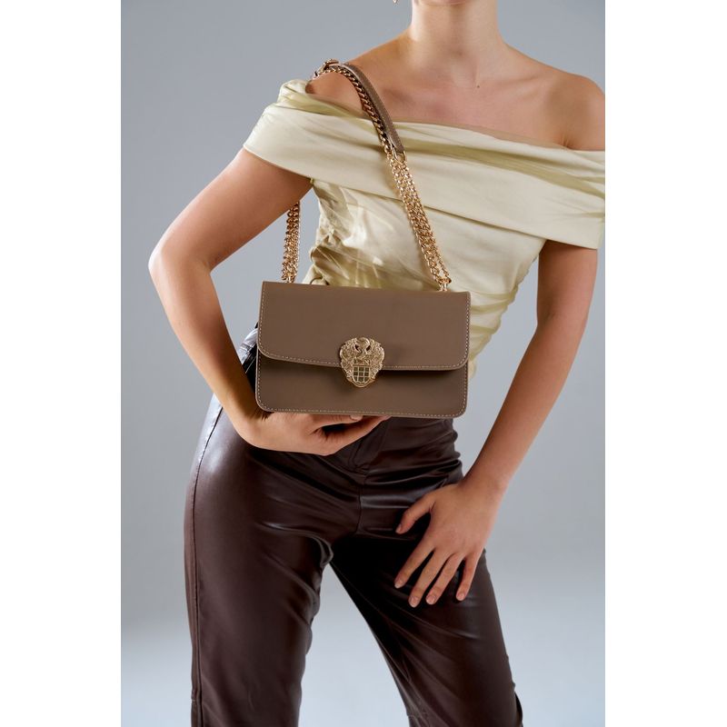Fashion, accesorii si bijuterii - Femei - Accesorii femei - Genti si rucsacuri femei - Geantă de umăr Lucky Bees, piele, 10 x 24 x 15 cm, închis bej-cenușiu, 946VNC1211 - Infinity.ro