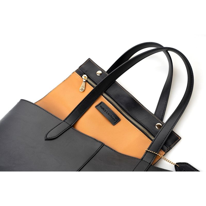 Fashion, accesorii si bijuterii - Femei - Accesorii femei - Genti si rucsacuri femei - Tote bag Lucky Bees, piele, 14 x 38 x 27.5 cm, negru, 946VNC1305 - Infinity.ro
