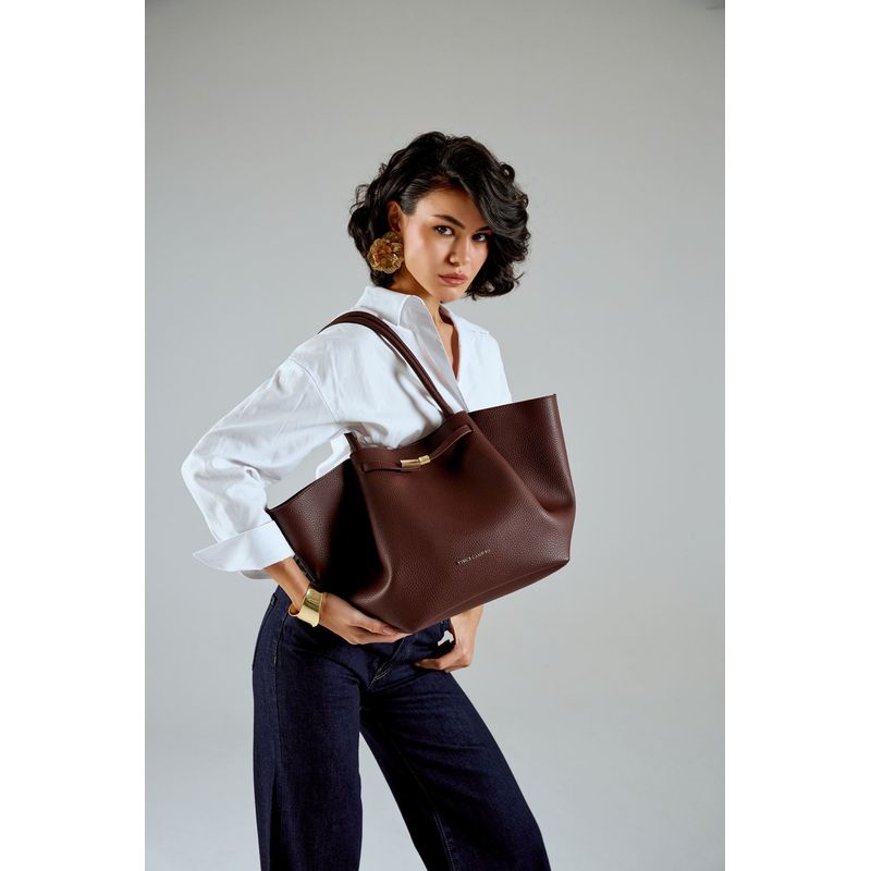Fashion, accesorii si bijuterii - Femei - Accesorii femei - Genti si rucsacuri femei - Tote bag Lucky Bees, piele, 13 x 52 x 27 cm, bordo, 946VNC1300 - Infinity.ro