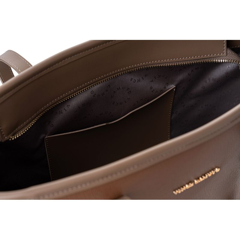 Fashion, accesorii si bijuterii - Femei - Accesorii femei - Genti si rucsacuri femei - Tote bag Lucky Bees, piele, 11 x 32 x 24 cm, închis bej-cenușiu, 946VNC1238 - Infinity.ro