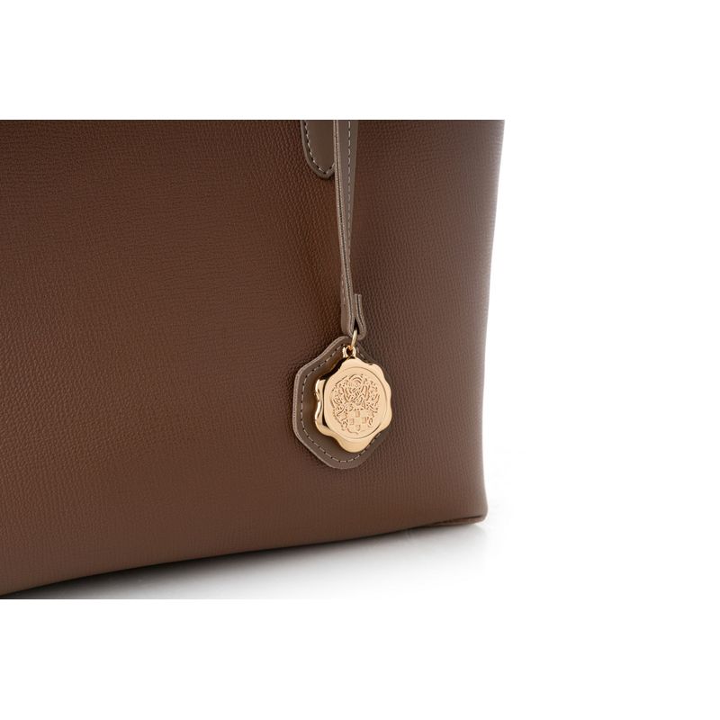 Fashion, accesorii si bijuterii - Femei - Accesorii femei - Genti si rucsacuri femei - Tote bag Lucky Bees, piele, 11 x 32 x 24 cm, închis bej-cenușiu, 946VNC1238 - Infinity.ro