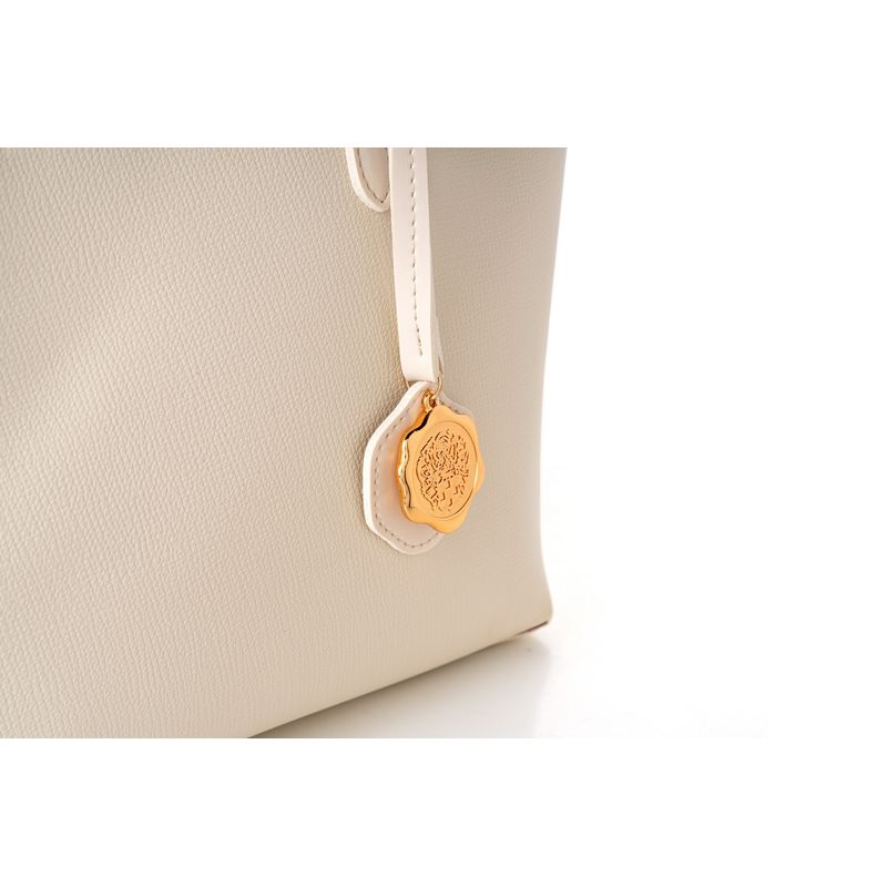 Fashion, accesorii si bijuterii - Femei - Accesorii femei - Genti si rucsacuri femei - Tote bag Lucky Bees, piele, 11 x 32 x 24 cm, crem, 946VNC1236 - Infinity.ro