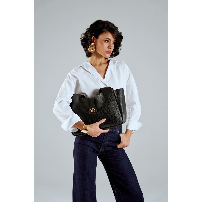 Fashion, accesorii si bijuterii - Femei - Accesorii femei - Genti si rucsacuri femei - Tote bag Lucky Bees, piele, 15 x 33 x 22 cm, negru, 946VNC1286 - Infinity.ro