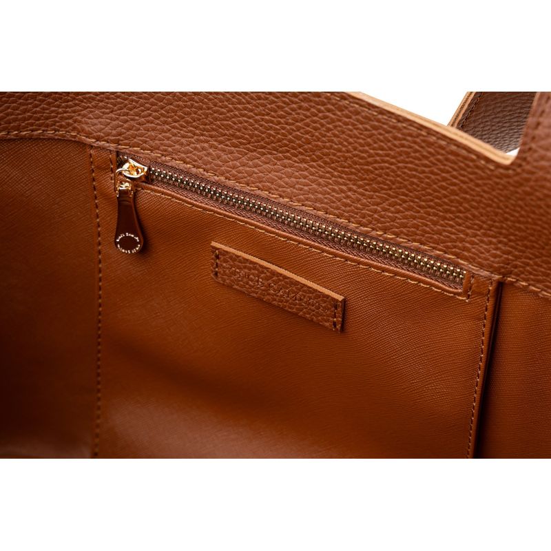 Fashion, accesorii si bijuterii - Femei - Accesorii femei - Genti si rucsacuri femei - Tote bag Lucky Bees, piele, 15 x 33 x 22 cm, tan, 946VNC1295 - Infinity.ro