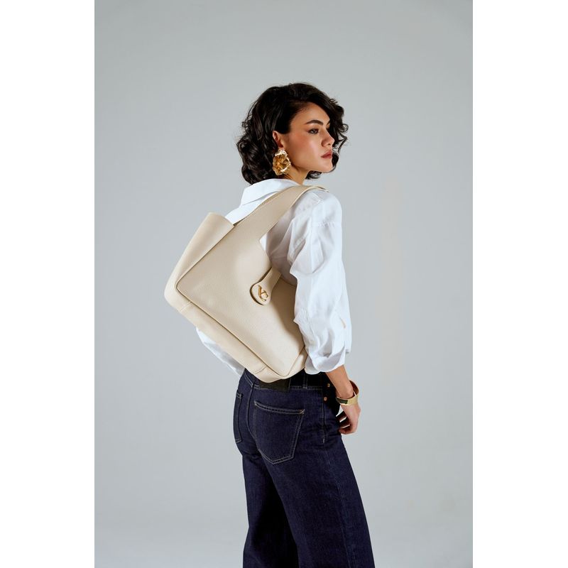 Fashion, accesorii si bijuterii - Femei - Accesorii femei - Genti si rucsacuri femei - Tote bag Lucky Bees, piele, 15 x 33 x 22 cm, bej, 946VNC1293 - Infinity.ro