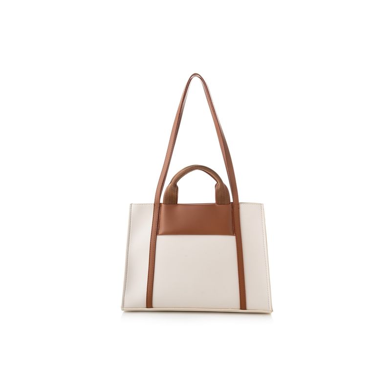 Fashion, accesorii si bijuterii - Femei - Accesorii femei - Genti si rucsacuri femei - Tote bag Lucky Bees, piele, 11 x 37 x 27 cm, crem și tan, 946VNC1198 - Infinity.ro