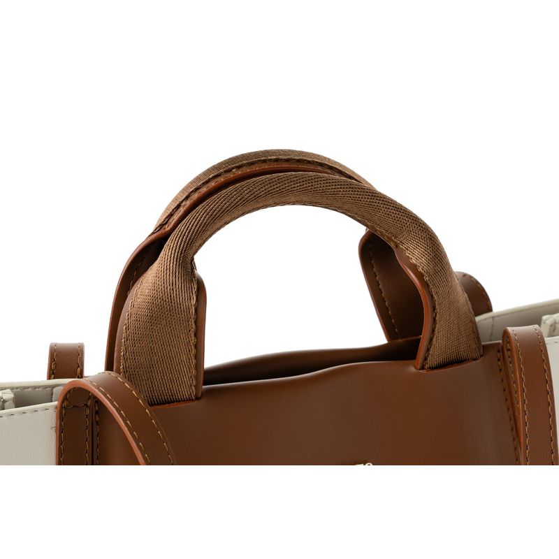 Fashion, accesorii si bijuterii - Femei - Accesorii femei - Genti si rucsacuri femei - Tote bag Lucky Bees, piele, 11 x 37 x 27 cm, crem și tan, 946VNC1198 - Infinity.ro