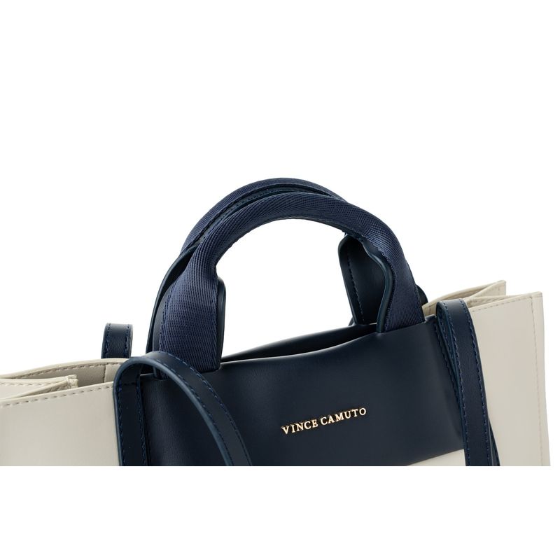 Fashion, accesorii si bijuterii - Femei - Accesorii femei - Genti si rucsacuri femei - Tote bag Lucky Bees, piele, 11 x 37 x 27 cm, crem și albastru închis, 946VNC1196 - Infinity.ro