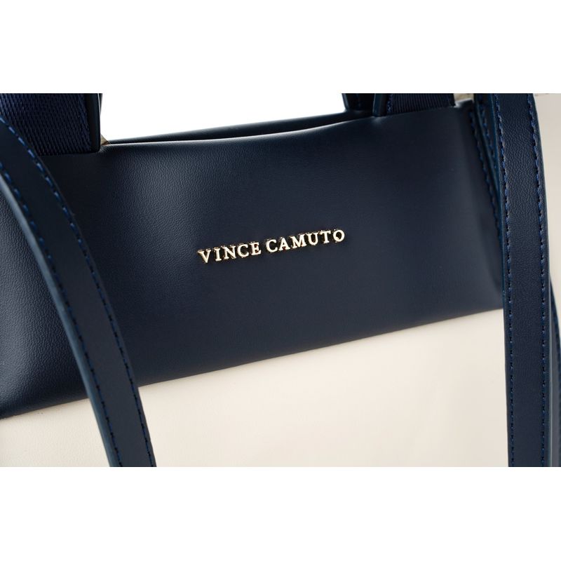 Fashion, accesorii si bijuterii - Femei - Accesorii femei - Genti si rucsacuri femei - Tote bag Lucky Bees, piele, 11 x 37 x 27 cm, crem și albastru închis, 946VNC1196 - Infinity.ro