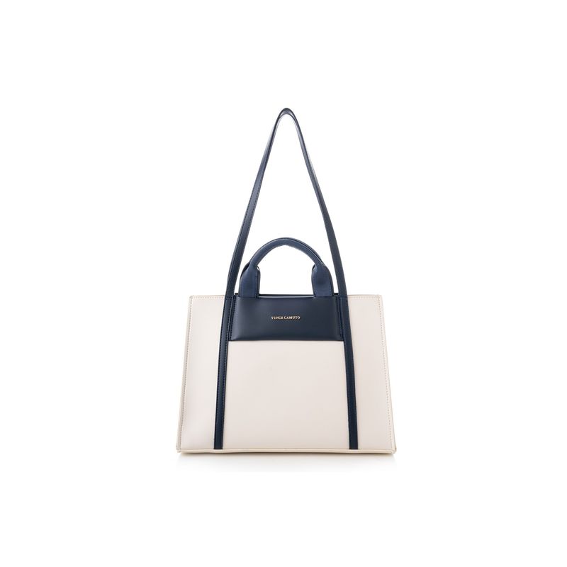 Fashion, accesorii si bijuterii - Femei - Accesorii femei - Genti si rucsacuri femei - Tote bag Lucky Bees, piele, 11 x 37 x 27 cm, crem și albastru închis, 946VNC1196 - Infinity.ro