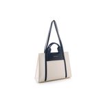 Fashion, accesorii si bijuterii - Femei - Accesorii femei - Genti si rucsacuri femei - Tote bag Lucky Bees, piele, 11 x 37 x 27 cm, crem și albastru închis, 946VNC1196 - Infinity.ro
