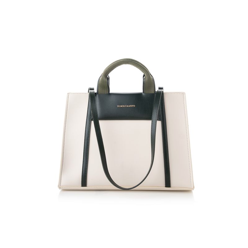 Fashion, accesorii si bijuterii - Femei - Accesorii femei - Genti si rucsacuri femei - Tote bag Lucky Bees, piele, 11 x 37 x 27 cm, crem și închis verde, 946VNC1197 - Infinity.ro