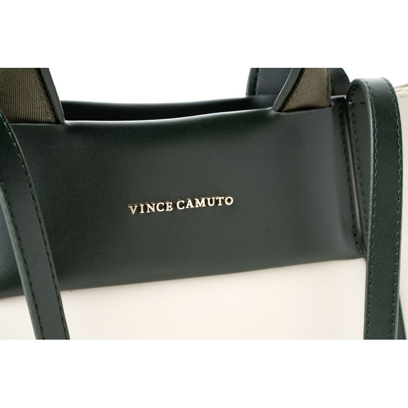 Fashion, accesorii si bijuterii - Femei - Accesorii femei - Genti si rucsacuri femei - Tote bag Lucky Bees, piele, 11 x 37 x 27 cm, crem și închis verde, 946VNC1197 - Infinity.ro