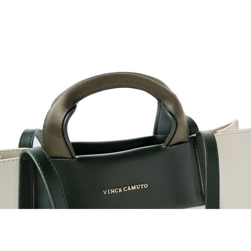 Fashion, accesorii si bijuterii - Femei - Accesorii femei - Genti si rucsacuri femei - Tote bag Lucky Bees, piele, 11 x 37 x 27 cm, crem și închis verde, 946VNC1197 - Infinity.ro