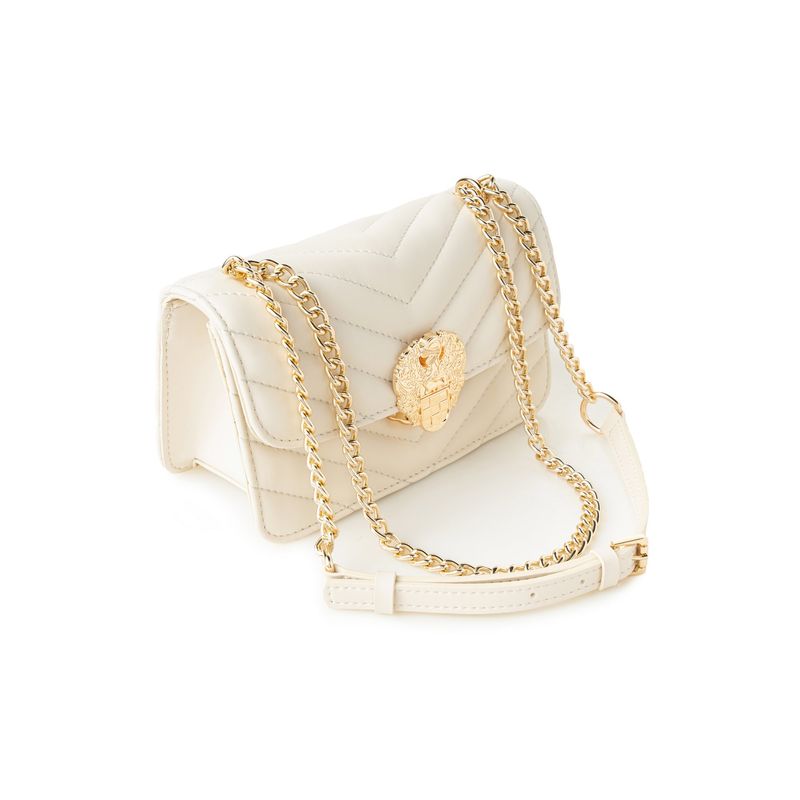 Fashion, accesorii si bijuterii - Femei - Accesorii femei - Genti si rucsacuri femei - Geantă de umăr Lucky Bees, piele, 9 x 21 x 12 cm, crem, 946VNC1204 - Infinity.ro