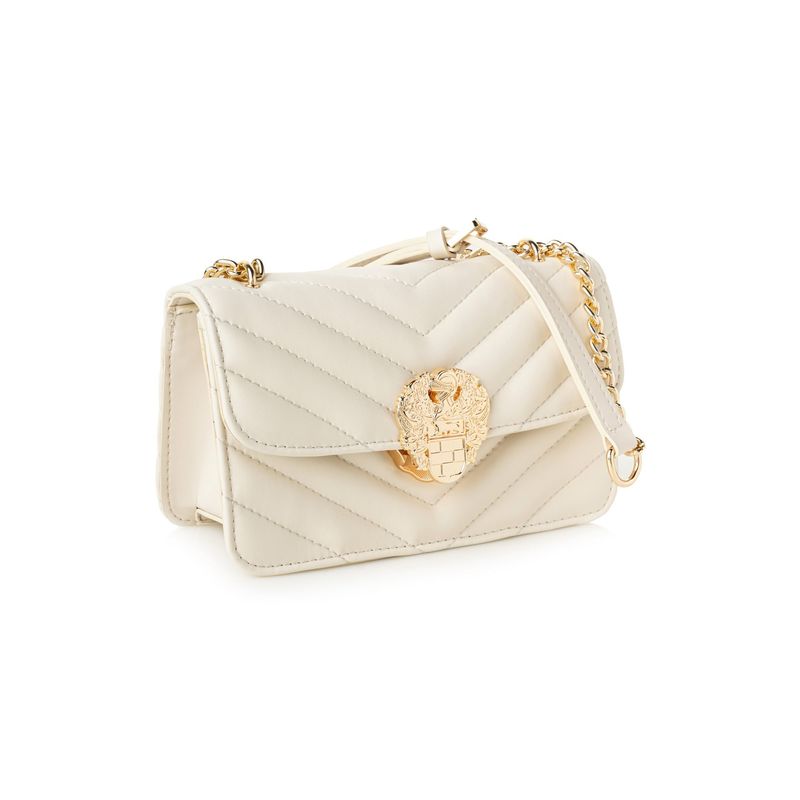 Fashion, accesorii si bijuterii - Femei - Accesorii femei - Genti si rucsacuri femei - Geantă de umăr Lucky Bees, piele, 9 x 21 x 12 cm, crem, 946VNC1204 - Infinity.ro