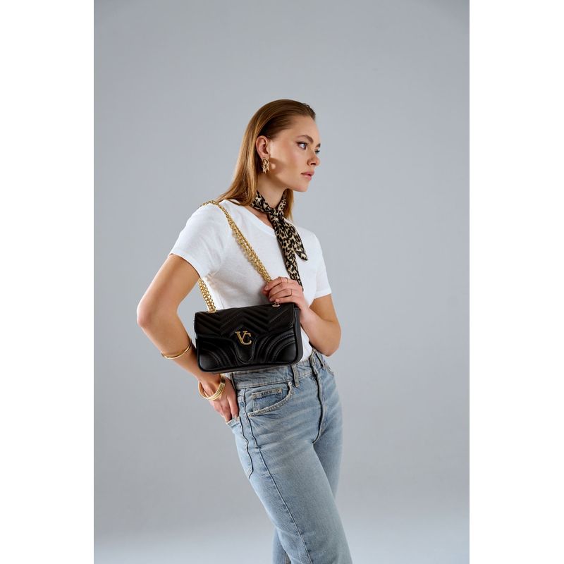 Fashion, accesorii si bijuterii - Femei - Accesorii femei - Genti si rucsacuri femei - Geantă de umăr Lucky Bees, piele, 7 x 23 x 15 cm, negru, 946VNC1283 - Infinity.ro