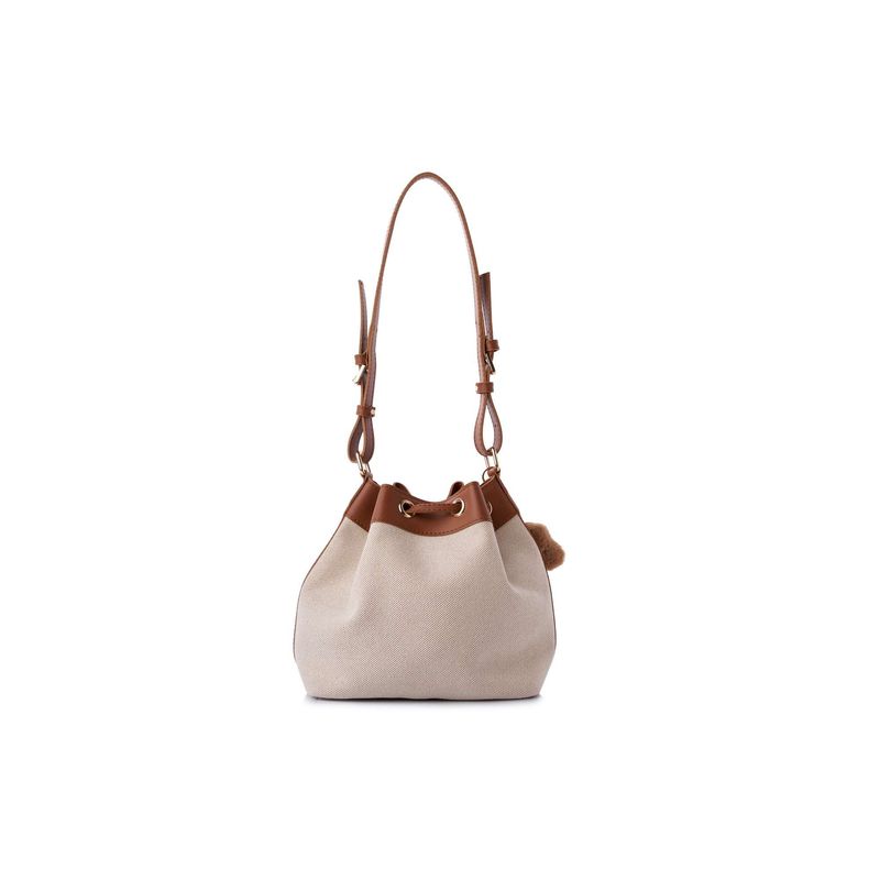 Fashion, accesorii si bijuterii - Femei - Accesorii femei - Genti si rucsacuri femei - Geantă de umăr Lucky Bees, piele, 16 x 25 x 22 cm, tan și crem, 671LKB2217 - Infinity.ro