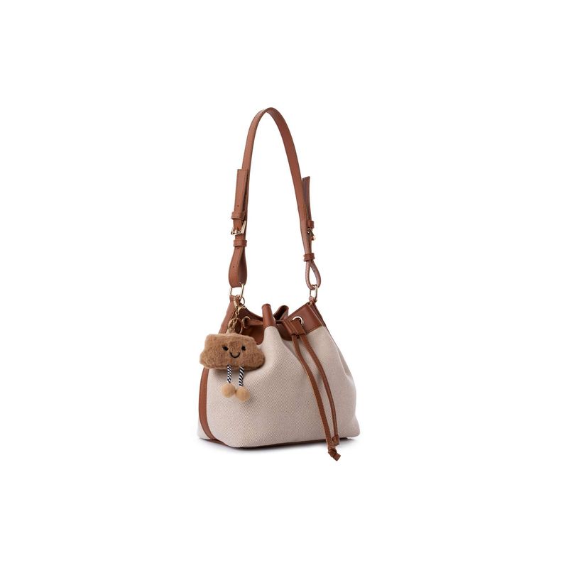 Fashion, accesorii si bijuterii - Femei - Accesorii femei - Genti si rucsacuri femei - Geantă de umăr Lucky Bees, piele, 16 x 25 x 22 cm, tan și crem, 671LKB2217 - Infinity.ro