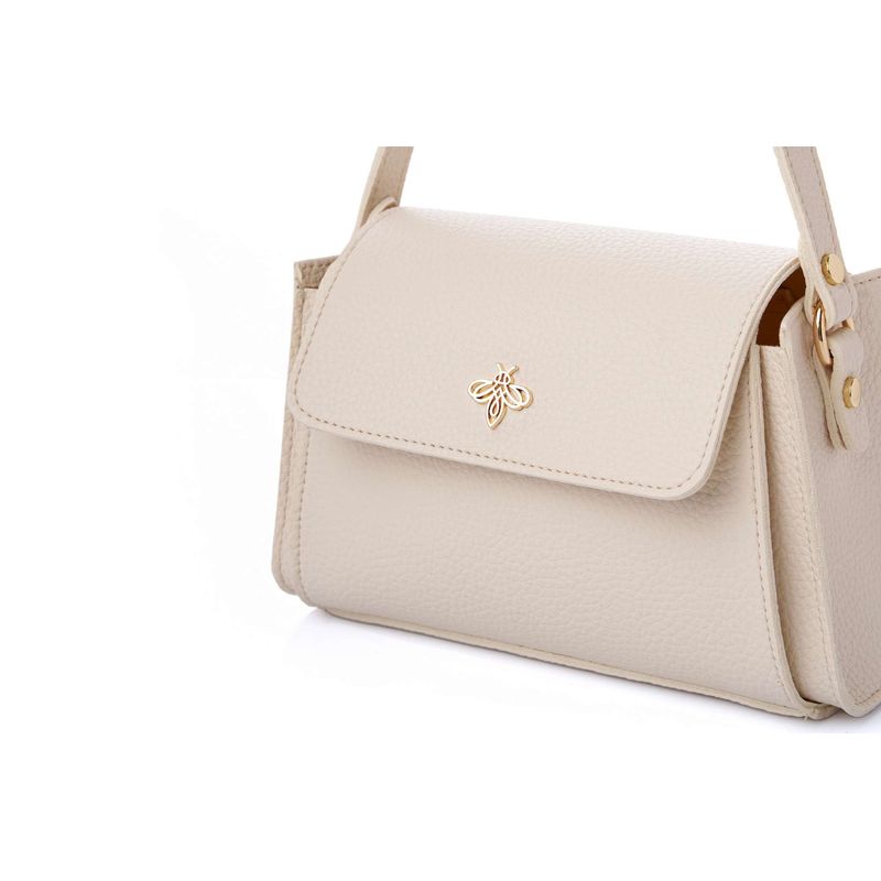Fashion, accesorii si bijuterii - Femei - Accesorii femei - Genti si rucsacuri femei - Geantă de umăr Lucky Bees, piele, 10 x 23 x 15 cm, crem, 671LKB2138 - Infinity.ro