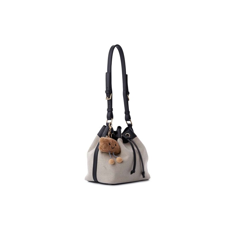 Fashion, accesorii si bijuterii - Femei - Accesorii femei - Genti si rucsacuri femei - Geantă de umăr Lucky Bees, piele, 16 x 25 x 22 cm, negru și crem, 671LKB2216 - Infinity.ro