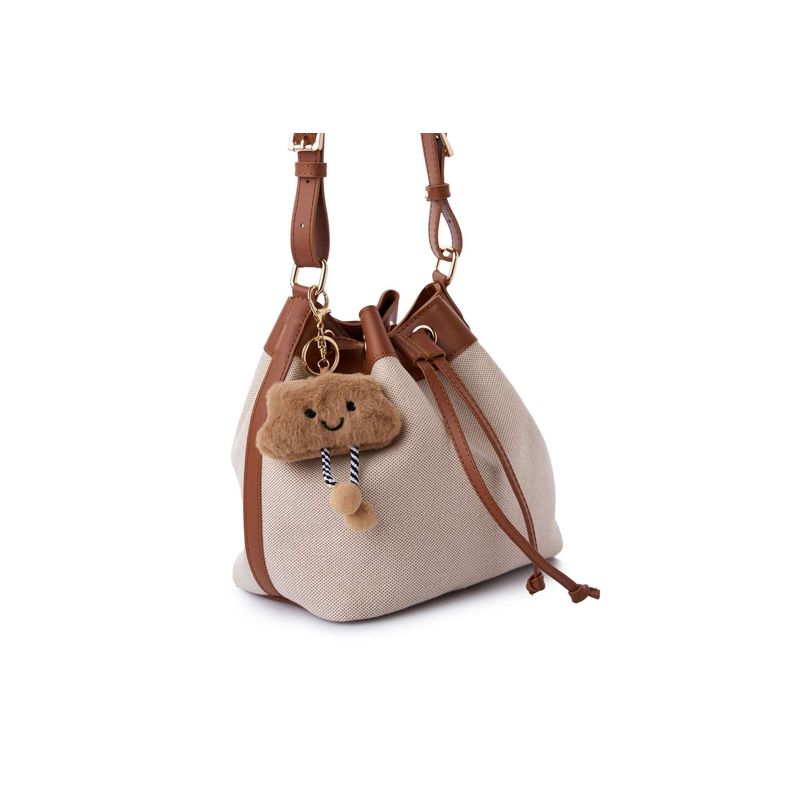 Fashion, accesorii si bijuterii - Femei - Accesorii femei - Genti si rucsacuri femei - Geantă de umăr Lucky Bees, piele, 16 x 25 x 22 cm, tan și crem, 671LKB2217 - Infinity.ro