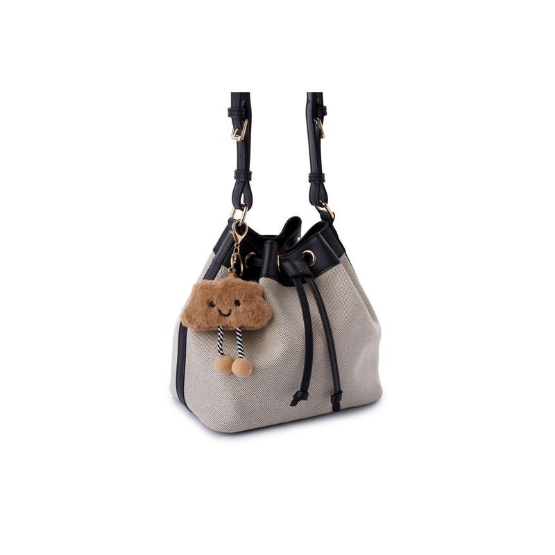 Fashion, accesorii si bijuterii - Femei - Accesorii femei - Genti si rucsacuri femei - Geantă de umăr Lucky Bees, piele, 16 x 25 x 22 cm, negru și crem, 671LKB2216 - Infinity.ro