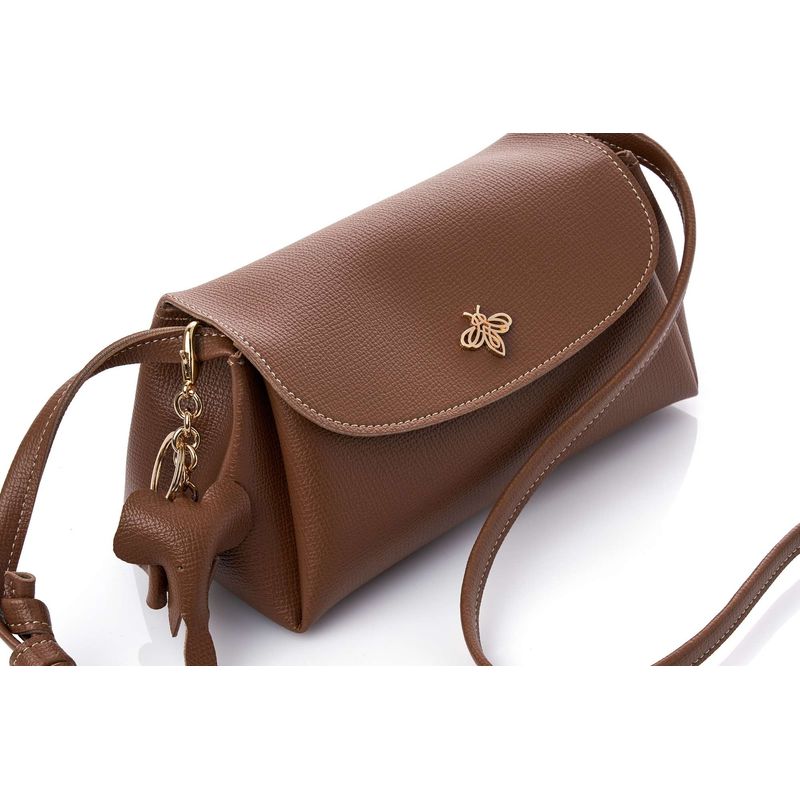 Fashion, accesorii si bijuterii - Femei - Accesorii femei - Genti si rucsacuri femei - Geantă de umăr Lucky Bees, piele, 11 x 22 x 12 cm, tan, 671LKB2151 - Infinity.ro