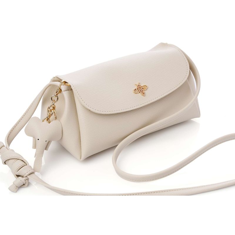 Fashion, accesorii si bijuterii - Femei - Accesorii femei - Genti si rucsacuri femei - Geantă de umăr Lucky Bees, piele, 11 x 22 x 12 cm, crem, 671LKB2148 - Infinity.ro