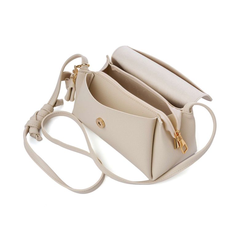 Fashion, accesorii si bijuterii - Femei - Accesorii femei - Genti si rucsacuri femei - Geantă de umăr Lucky Bees, piele, 11 x 22 x 12 cm, crem, 671LKB2148 - Infinity.ro