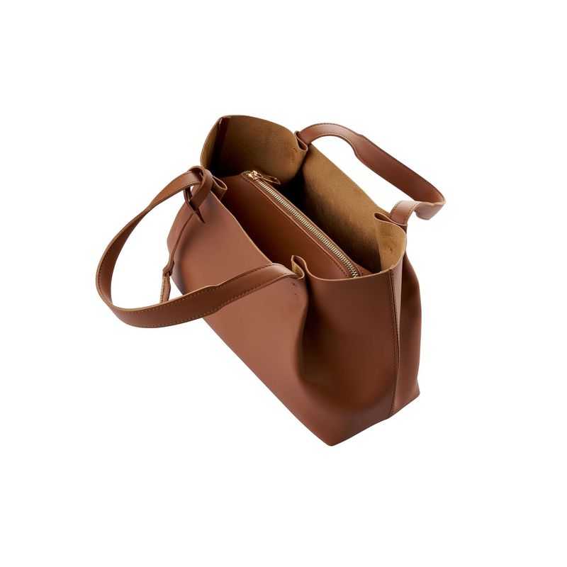Fashion, accesorii si bijuterii - Femei - Accesorii femei - Genti si rucsacuri femei - Tote bag Lucky Bees, piele, 12 x 35 x 20 cm, tan, 946VNC1363 - Infinity.ro