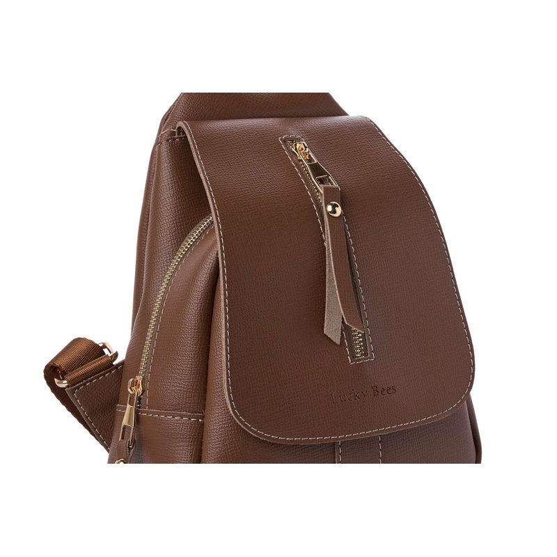 Fashion, accesorii si bijuterii - Femei - Accesorii femei - Genti si rucsacuri femei - Rucsac Lucky Bees, piele, 8 x 23 x 33 cm, bej-cenușiu, 671LKB2131 - Infinity.ro