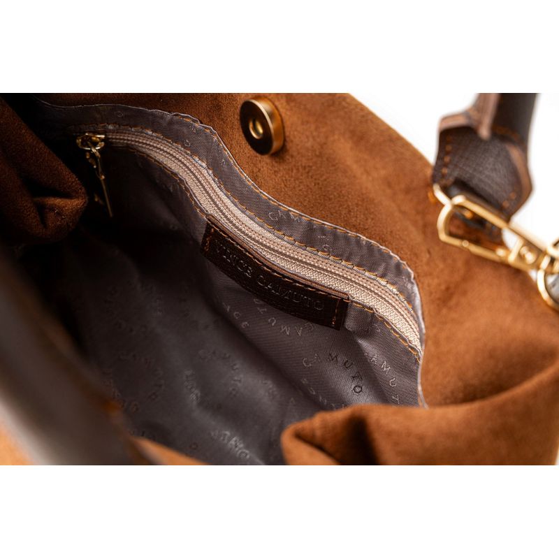 Fashion, accesorii si bijuterii - Femei - Accesorii femei - Genti si rucsacuri femei - Tote bag Lucky Bees, piele, 18.5 x 29 x 14 cm, maro, 946VNC1311 - Infinity.ro