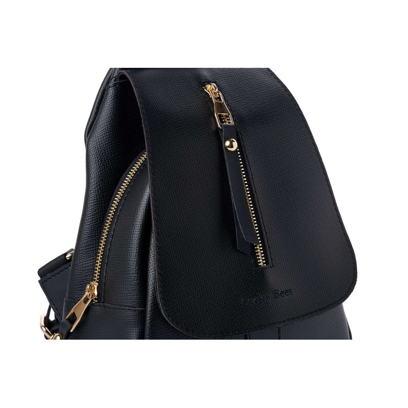 Fashion, accesorii si bijuterii - Femei - Accesorii femei - Genti si rucsacuri femei - Rucsac Lucky Bees, piele, 8 x 23 x 33 cm, negru, 671LKB2130 - Infinity.ro