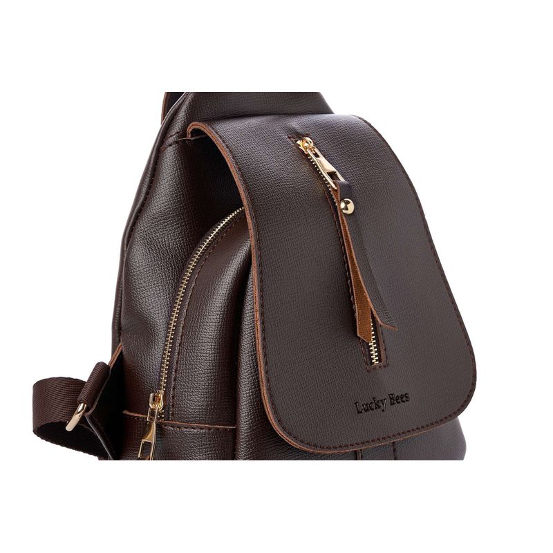 Fashion, accesorii si bijuterii - Femei - Accesorii femei - Genti si rucsacuri femei - Rucsac Lucky Bees, piele, 8 x 23 x 33 cm, maro, 671LKB2128 - Infinity.ro