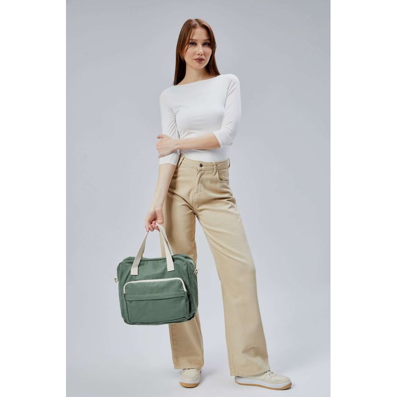Fashion, accesorii si bijuterii - Femei - Accesorii femei - Genti si rucsacuri femei - Tote bag Lucky Bees, 33 x 30 x 10 cm, verde, 421BRG2246 - Infinity.ro