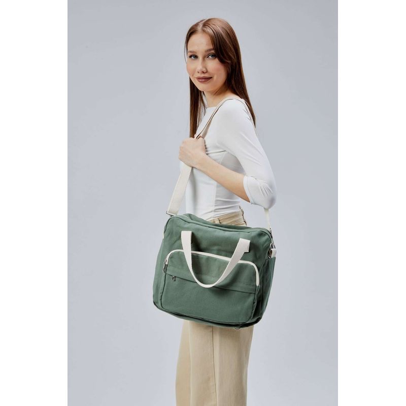 Fashion, accesorii si bijuterii - Femei - Accesorii femei - Genti si rucsacuri femei - Tote bag Lucky Bees, 33 x 30 x 10 cm, verde, 421BRG2246 - Infinity.ro